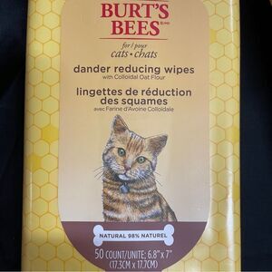 2 Burt’s Bees Dander Reducing Wipes 50 Colloidal Oat Flour & Aloe Vera for Cats